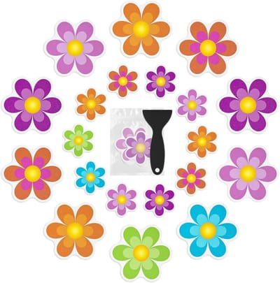 Antislipstickers - Antislipstickers voor badkamer en badkuip - Cartoon antislipstickers - Antislipstickers voor trap en zwembadtrap - 20 stuks - Decoratieve, waterdichte antislipstickers voor de badkamer in de vorm van een bloem - Inclusief schraper