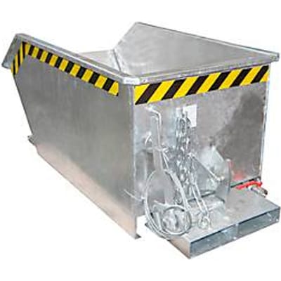 Bauer GU-E 300 kipcontainer, met zeefplaat & aftapkraan, olie-/waterdicht, geschikt voor vorkheftrucks, B 680 x D 1440 x H 580 mm, thermisch verzinkt