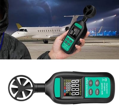 Digitale Windmeter - Anemometer Windmeter - Weersvoorspelling Buiten - Hoge Precisie Sensor - 5 Meeteenheden - Zwart