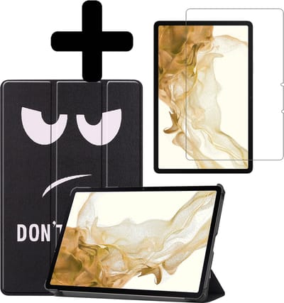 Hoes - Geschikt voor Samsung Galaxy Tab S8 - Met Screenprotector - Trifold Bookcase - Hard Cover - Hardcover Book Case - Tablet Hoesje - Don't Touch Me