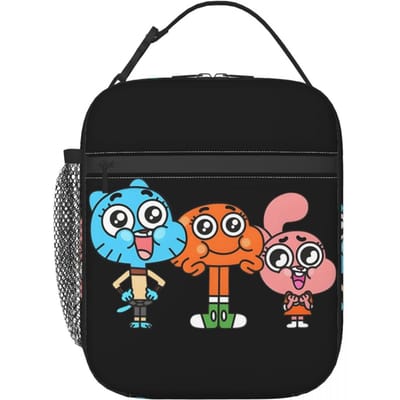 Gumball En Darwin Spel De Geweldige Wereld Van Gumball Geïsoleerde Lunchtas Voor Vrouwen Lekvrije Voedseldozen Thermische Lunchbox Tote One Size
