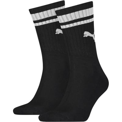 Puma Unisex Adult Heritage Stripe Crew Socks (pak van 2) (Zwart/Wit)