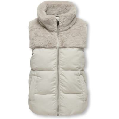 Only Kogwanja fur puffer mix waistcoat otw beige
