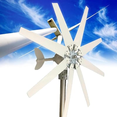 Windturbine Generator - Windmolen Energie - Duurzame Stroom - 8 Bladen Ontwerp - 0.9m Windwiel - Wit