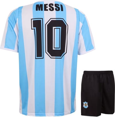 Messi Argentinie Voetbaltenue - Voetbal Tenue Kinderen - Shirt en Broekje - Jongens en Meisjes - Volwassenen - Heren en Dames - Maat 104