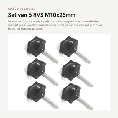 Dailygoods- Handknop 38mm - Aanscherping Schroef - M10 Draad - Roestvrij Staal - Kunststof - Duurzaam en Eenvoudig te Installeren - Schroefknop