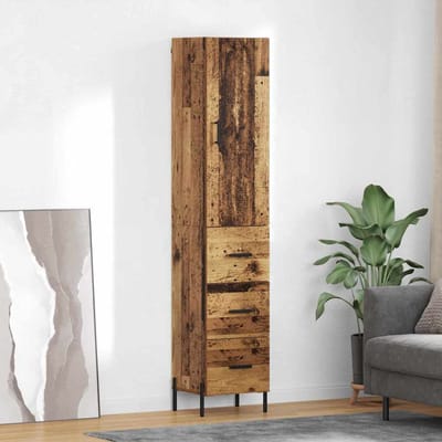 vidaXL - Highboard - Oud - Hout - 34,5 - x - 34 - x - 180 - cm - Bewerkt - hout