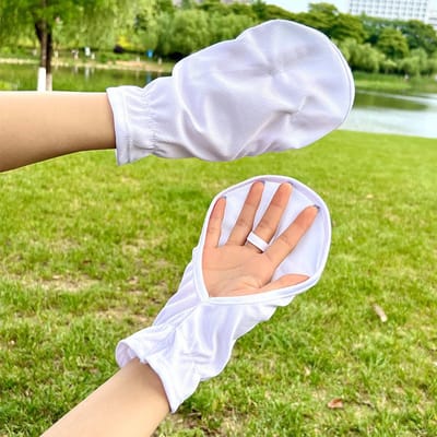 Zonwerende handschoenen voor buiten - zonwerende mouwen van ijzijde - fietshandschoenen (Wit)