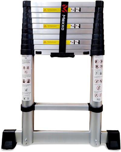 Telescopische ladder – Telescoopladder aluminium – Maximale hoogte 3,20 meter – Telescoopladder met stabilisatiebalk – Mexxo