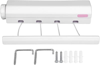 Dailygoods- Waslijn Uittrekbaar - Intrekbare Waslijn - Kleding Droogtouw - Voor Binnen/Buiten - Modern Design - Belastbaar tot 8 kg - Droogrek
