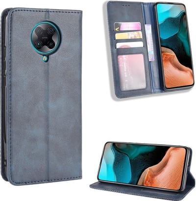 Coverup Hoesje - Geschikt voor Xiaomi Poco F2 Pro Hoesje - Coverup Vintage Style Book Case - Blauw