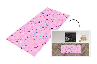 Keukenloper - Loper keuken - Design - Patronen - Roze - Jaren 80 - 120x50 cm - Keukenloper vinyl