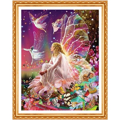 Bricolage diamant peinture point de croix Kits complet diamant broderie 5D diamant décor à la maison ange 20X30CM white