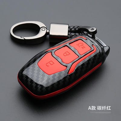 Koolstofvezel+Siliconen Sleutel Afstandsbediening Sleutelhoes Cover Voor Ford Mk3 Mk4 Fiesta Mondeo Ecosport Kuga Focus St Focus 3 4 black