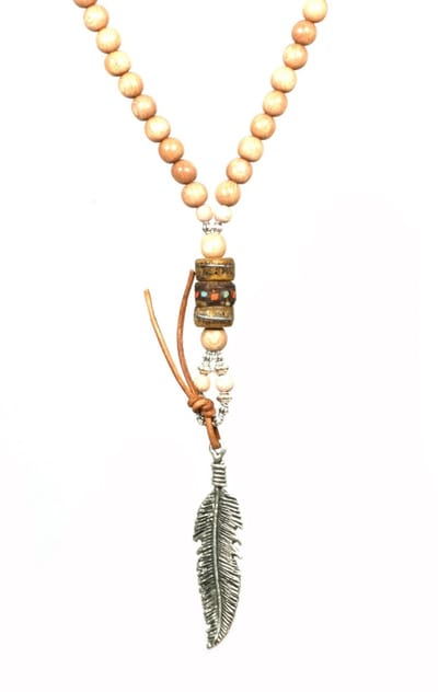 Heaven Eleven - naturel hout met zilveren veer