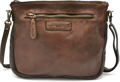 Hillburry - Platte Schoudertas - Crossbody - Clutch - Gewassen Leer Bruin - Simpel en Praktisch - Ideaal voor Festivals bezoek- Wandelen - Citytrip - Sshoppen of Stappen - (bxhxd) 23cm x 19cm x 4cm