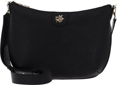 DKNY Leren Schoudertas Avondtas Carol Saddle Crossbody Bag Blk / Gold Zwart