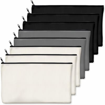 15 Stuks Lege Katoenen Canvas DIY Craft Ritszakken voor Make-up, Toilettas en Stationery Opslag