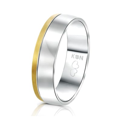 Lucardi Heren Vriendschapsring Maui - Ring - Vaderdag Cadeautje - Staal - Zilver- en Goudkleurig