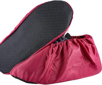 4 paar herbruikbare overschoenen - waterdicht, antislip, milieuvriendelijk, perfect om vloeren en tapijten schoon en netjes te houden - verdikte stofdichte overschoenen -Eén maat past iedereen - zoollengte is 31 cm- rood