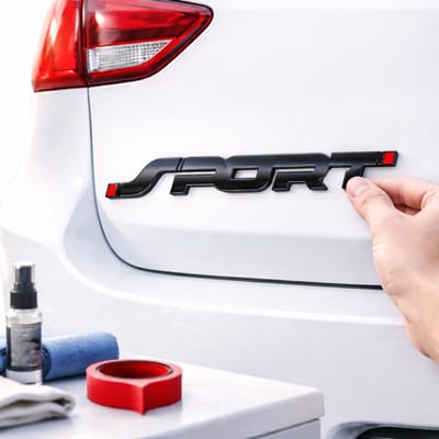 Sport Auto Embleem Sticker – 3D Metalen Autosticker – Zwart – Duurzaam Metaal – Voor Kofferbak, Bumper & Deuren