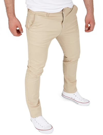 WOTEGA Heren Chinobroek Glenn – Slim Fit – Katoen Stretch – Beige – 5-pocket