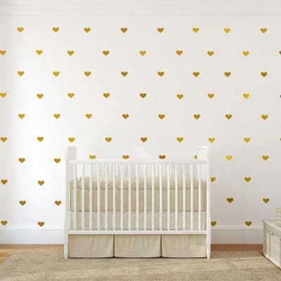 45 Stuks Hartjessticker Decoratie Goud - Muursticker - Wanddecoratie - Kinderkamer - Love - Hart