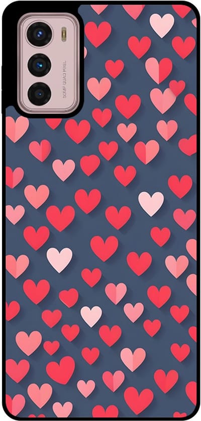Smartphonica Telefoonhoesje Geschikt voor Motorola Moto G42 met Roze en Rode Hartjes Opdruk - TPU Backcover Case With Rosé and Red Heart Design geschikt voor Motorola Moto G42