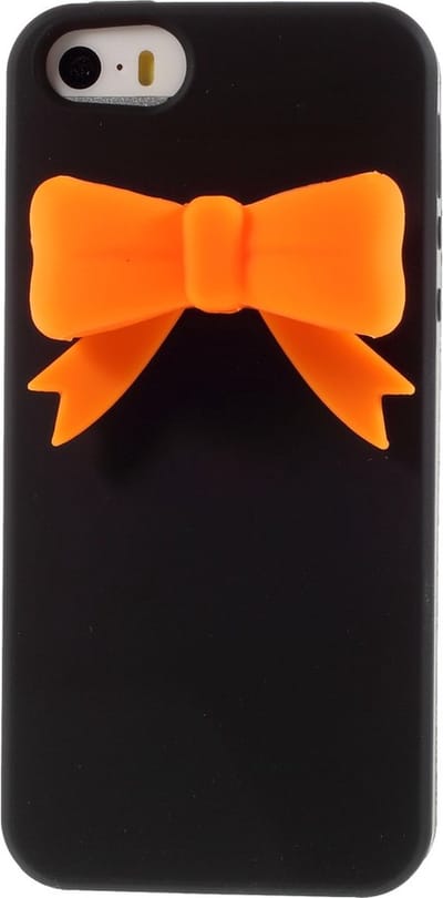Peachy Zwart 3D oranje strikje geschikt voor iPhone 5 5s SE 2016 hoesje case cover