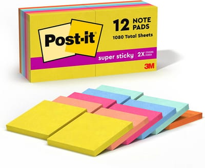 Post-it Super Sticky Notities 3x3 inch 12 Pads