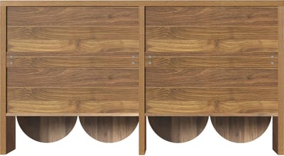 Notenkleur MDF Vierdeurs Bijzetkast 147x40x80cm Voor Woonkamer Eetkamer Hal