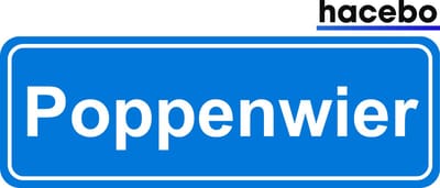Hacebo - Plaatsnaam Sticker - 29x10 CM - Poppenwier sticker - Verkeersborden sticker - grappige cadeaus - Poppenwier