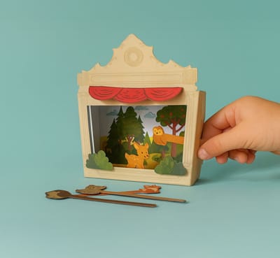 pikkii Mini Theatre Kit – DIY Mini Theater & Poppenkast Bouwpakket | Creatief Knutselpakket 143 x 217 x 11 mm