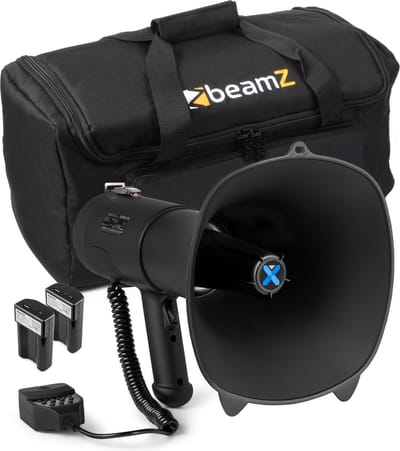 Vonyx MEG090 complete megafoon set met draagtas en 2x lithium-ion accu’s - Zwarte megafoon - 90W