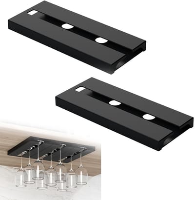 Dailygoods- Glazenhouders 2 stuks - Hangende Wijnglashouders - Bekerhouders zonder boren - Voor Familie/Hotel Bar - Geschikt voor diverse glazen - Bekerhouder