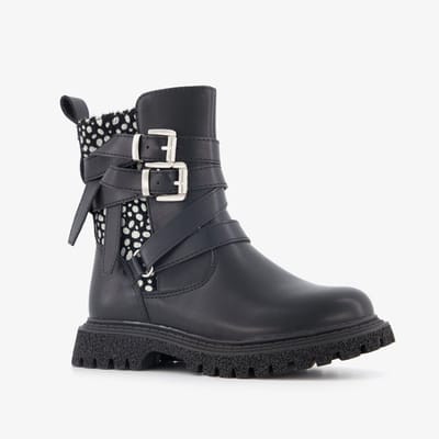 Blue Box meisjes biker boots met stippen zwart - Maat 30