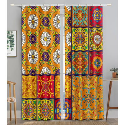 Kleurrijke Glazuur Boho Bloemen Raamgordijnen voor Slaapkamer Panelen Gordijnen Vintage Bloempatroon 3D Gordijnen 100W160H(CM)40x63in&Grommet Top