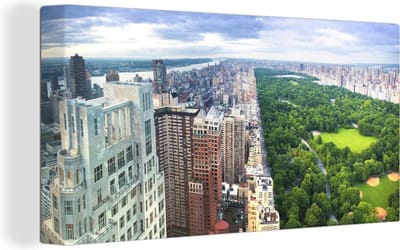 Grote wanddecoratie - Trump Tower en Central Park Canvas - 200x100 cm - XXL decoratie