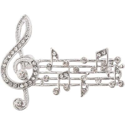 Mode Muzieknoot Broches Pins Goud Zilver Kleur Emaille Broche Elegante Feest Accessoires Voor Muziekliefhebbers white
