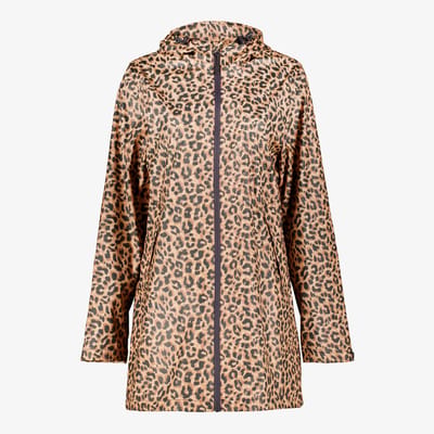 Mountain Peak lange dames regenjas met panterprint - Bruin - Maat S