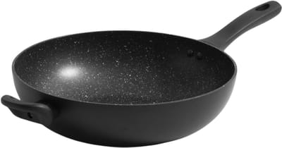 Wokpan Ø 32cm - Inductie - Anti-Aanbak - Alle Warmtebronnen - Keramisch - PTFE en PFAS vrij - Zwart