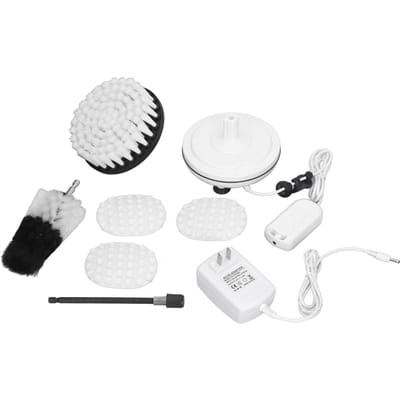 Brosse de Nettoyage Électrique pour Chaussures Puissance Forte Nettoyage en Profondeur Disque Lustreur Universel Ensemble de Brosses Coniques white
