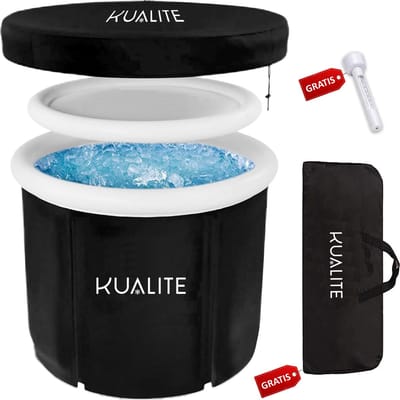Opblaasbaar ijsbad - Ebook Wim Hof - Inclusief thermometer en opbergtas - 75x80cm - Zitbad - ice Bath - Dompelbad