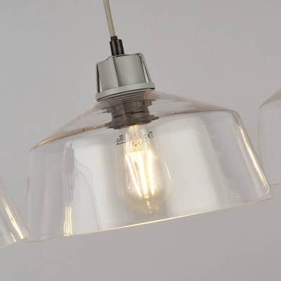 Searchlight Hanglamp Thaloria, transparant, glas, 3-lamps, 80cm
