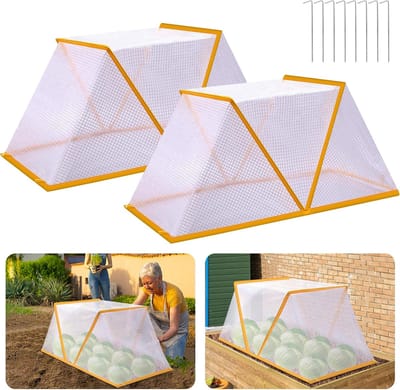 2 stuks tuinrijversneller plantenhoezen, 82,4 x 33,4 x 36,6 cm opvouwbare verhoogde tuinbedden, groenterijen plantenbeschermer, plantennet, kasafdekking ter bescherming van groenten en fruit tegen dieren