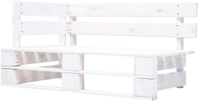 Hoekbank Pallets - Tuinbank - Buiten Ontspannen - Weerbestendig Hout - 110 cm - Wit
