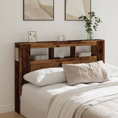 vidaXL - Hoofdeinde - met - LED - 160x18,5x103,5 - cm - bewerkt - hout - oud - hout