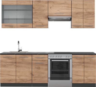 Vicco Fame-Line Complete keukeneenheid – 240 cm zonder werkblad Eik goud/antraciet