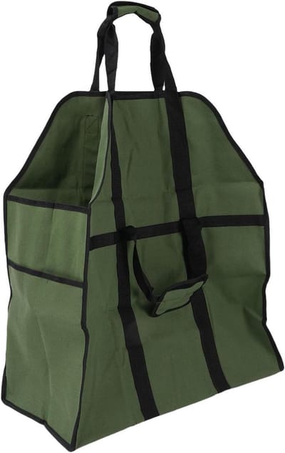 Brandhout Tasdrager - Hout Transport - Open haard Vullen - Waterdicht Canvas Oxford - 27x20x6 cm - Zwart
