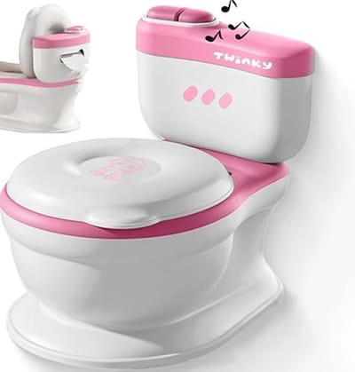 3-in-1 Toilet Trainer voor Kinderen met Muziek en Spoelknop, Toilet Bril met Deksel en Toiletpapierhouder
